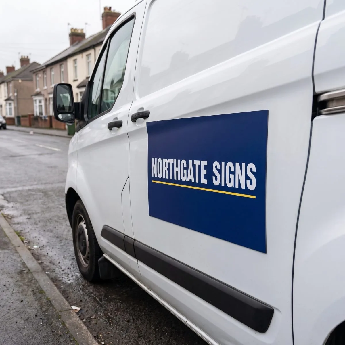 Printed magnetic panel on a van door
